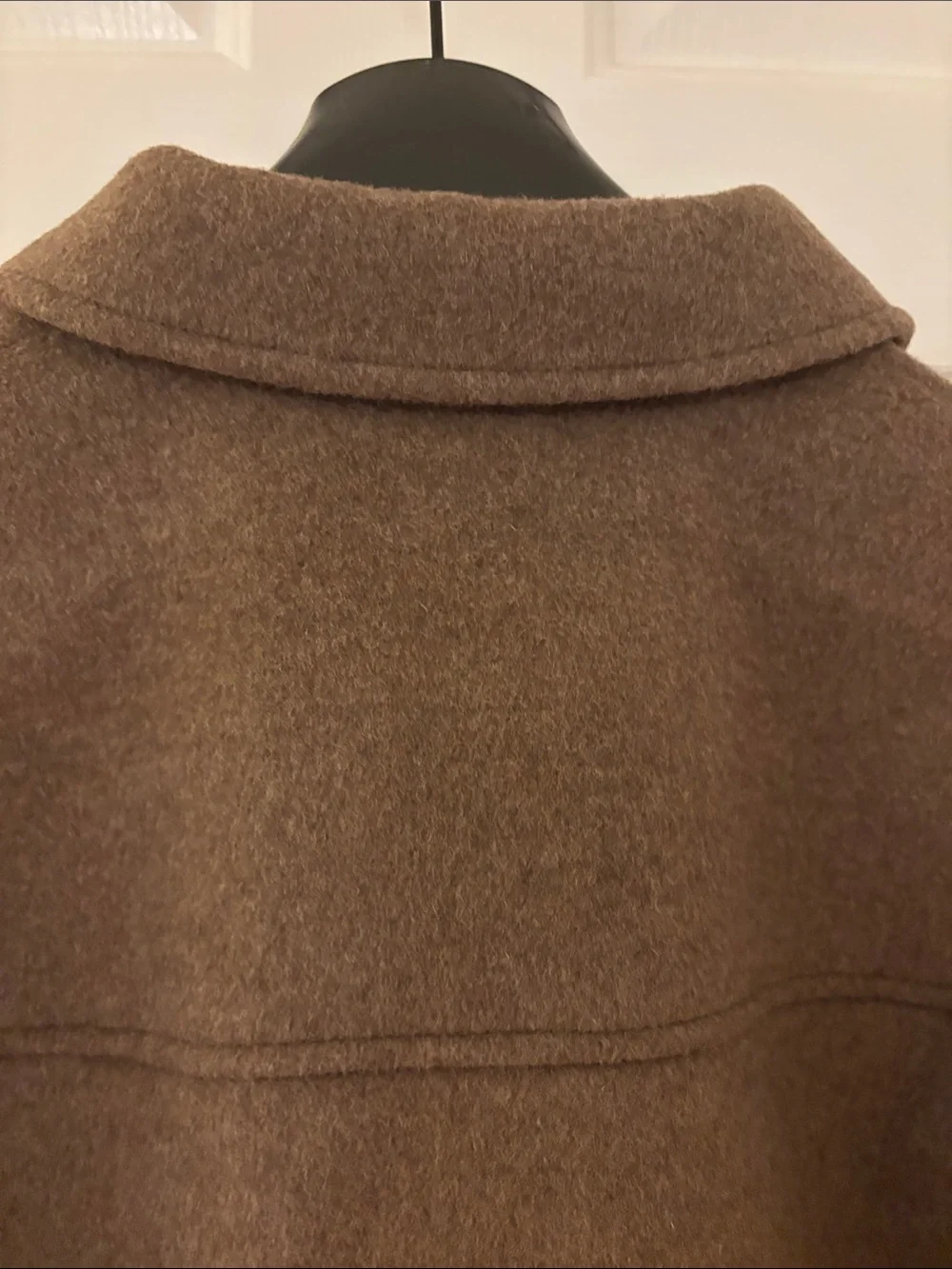 Coach: Women’s Bomber Brown Wool-Blend Zip Jacket w/pockets buckles on back